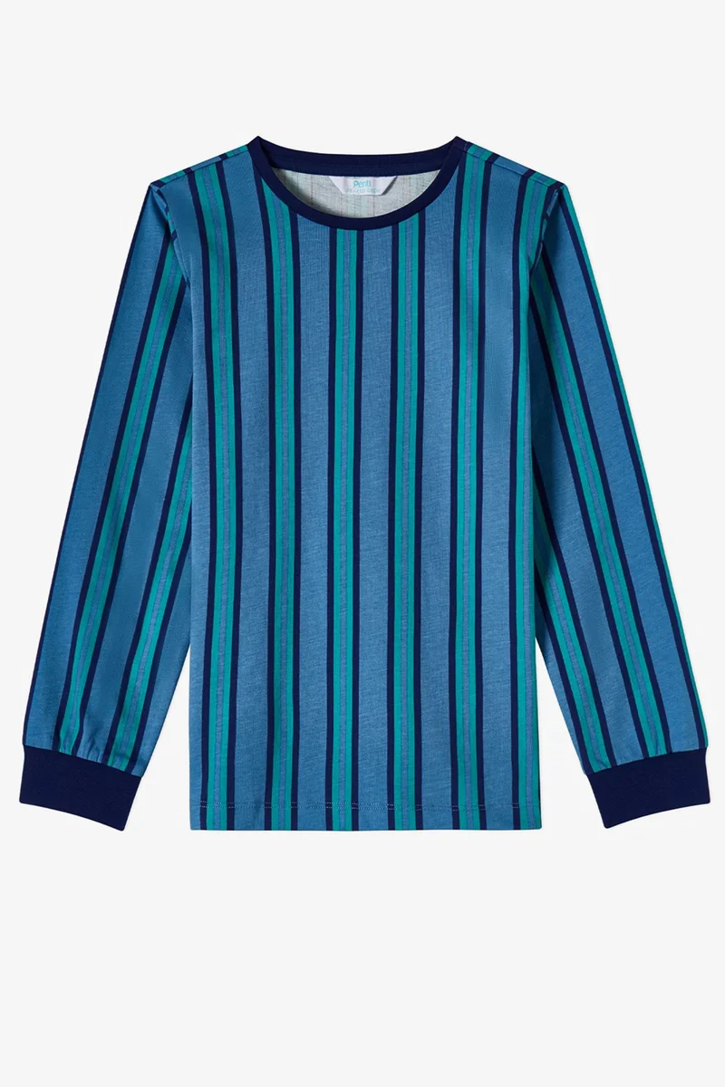 Penti Navy Blue PENTI Boys' Rockstar Capy Cotton Long Sleeve Pajama Set for Men | Best Price UAE