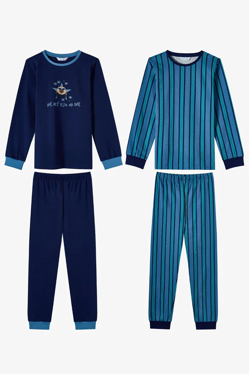 PENTI Boys' Rockstar Capy Cotton Long Sleeve Pajama Set