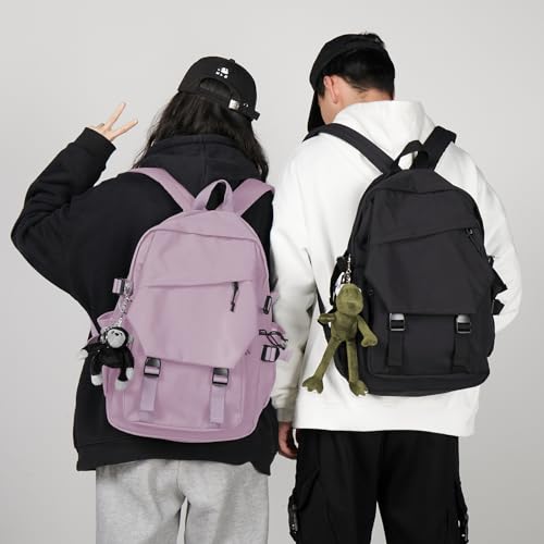 coowoz College Backpack Waterproof Black College Bags For Women Lightweight Travel Rucksack Casual Daypack Laptop Backpacks For Men Women(Pink Purple) - Image 4