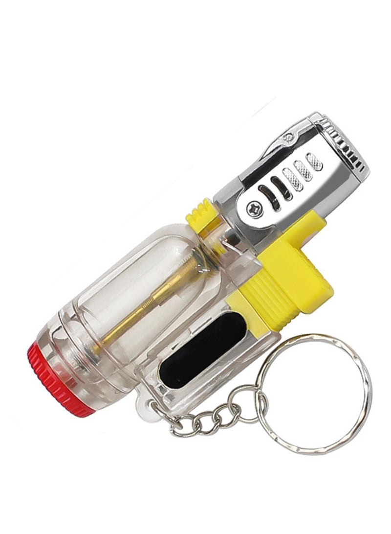 Creative Transparent Straight Lighter Plastic Lockable Fire Windproof Inflatable Cigarette Lighter Keychain((No Oil And No Gas)) - Image 1