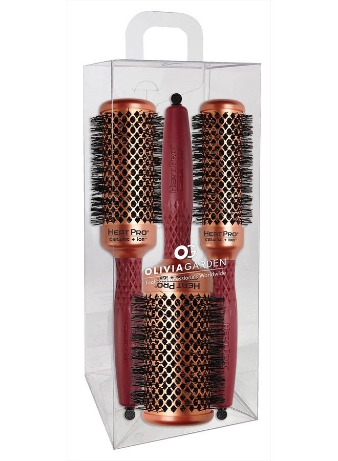 Olivia Garden Heat Pro Round Thermal Hair Brush Set, 3 Count - Image 1