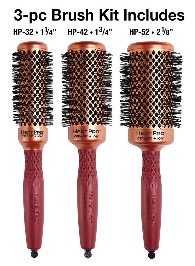 Olivia Garden Heat Pro Round Thermal Hair Brush Set, 3 Count - Image 2