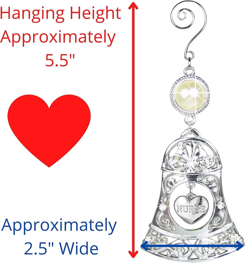 BANBERRY DESIGNS Nurse Filigree Holiday Christmas Ornament with Heart Charm - Image 2