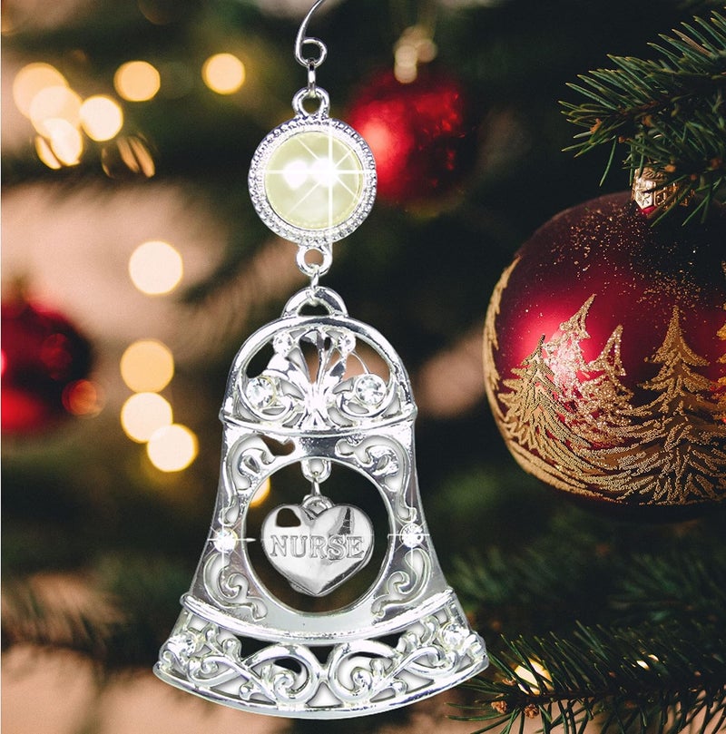 BANBERRY DESIGNS Nurse Filigree Holiday Christmas Ornament with Heart Charm - Image 3