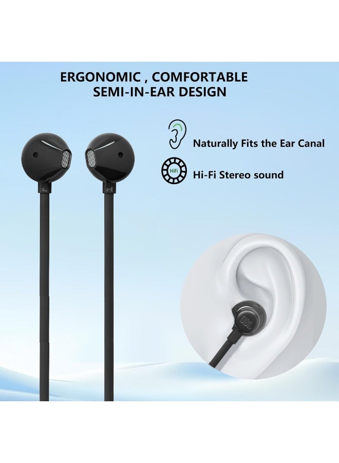 JBL Tune 305C USB-C Earbuds: Hi-Res Audio, 10mm Drivers, JBL Pure Bass, Built-in DAC, 3 EQ Presets, In-Line Remote with Microphone, Comfortable Semi-In-Ear Design, Flat Tangle-Free Cable - Image 4