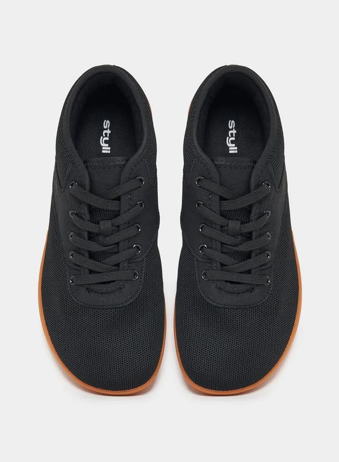 Styli Active Knitted Lace Up Lightweight Sneakers