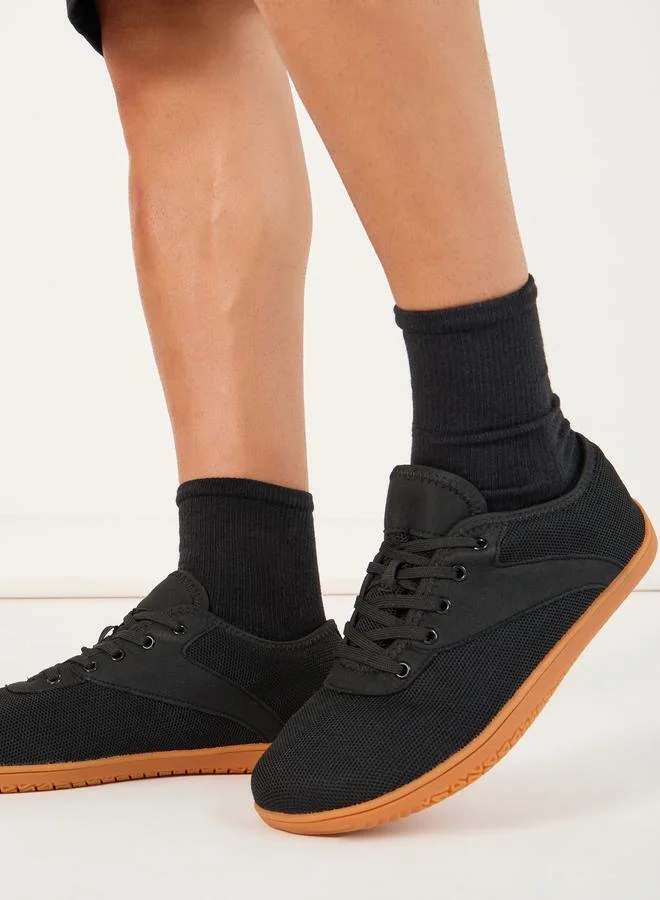 Knitted Lace Up Lightweight Sneakers