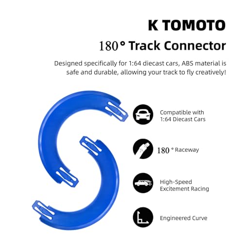 K TOMOTO قطع مسار K TOMOTO المنحنية بزاوية 180 درجة متوافقة مع موصلات حلبة سباق Hot Wheels - عبوتان - Image 5