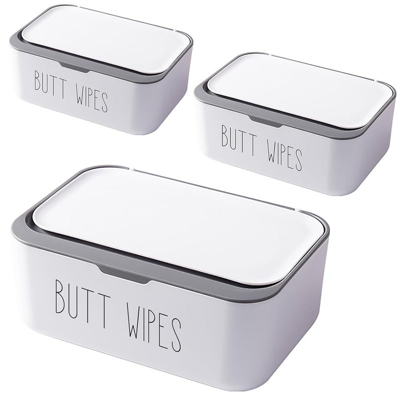 illikkuyax 3 Pack Flushable Butt Wipes Dispenser for Bathroom Toilet Wipes Container for Baby Adult Chic Nursery Bathroom Decor 748L x 512W x 295H - Image 1