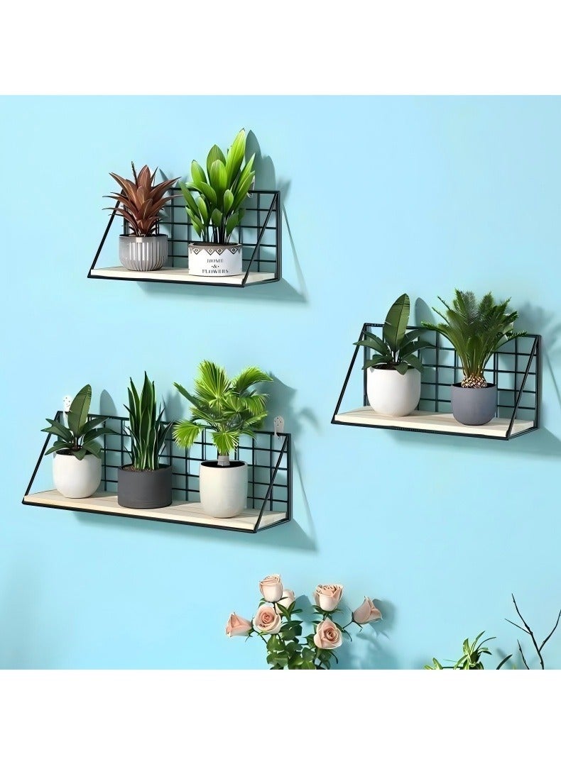 JUNYOUK 3 Pcs Household Bookshelf, Wall Mounted Floating Rack, Storage Rack, With Installation Tools - Image 1