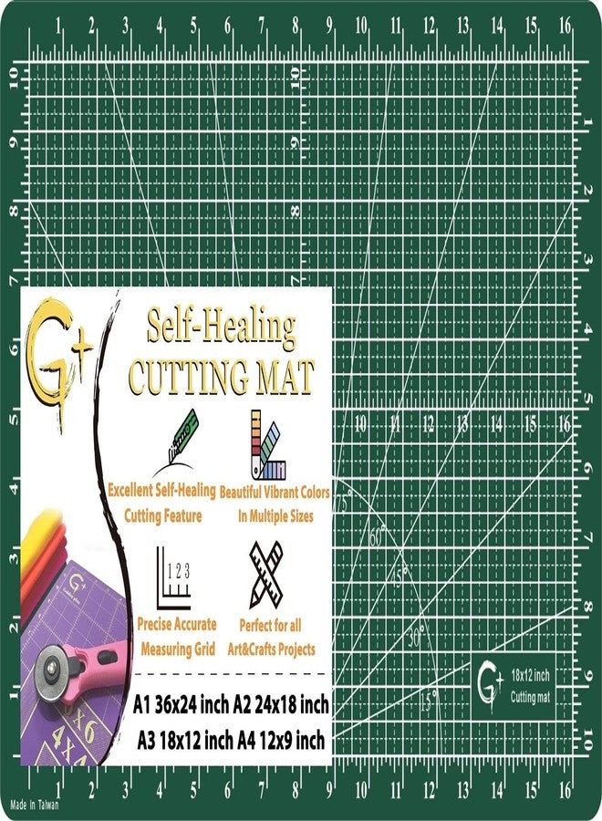 GOLDEN PLUS G+ Self healing Crafting Mat 12" x 18", Double-Sided Cutting Board 5-Ply Rotary Cutting Mat for Crafts, Fabric, Quilting, Sewing, Hobby, Precision Project - Image 1