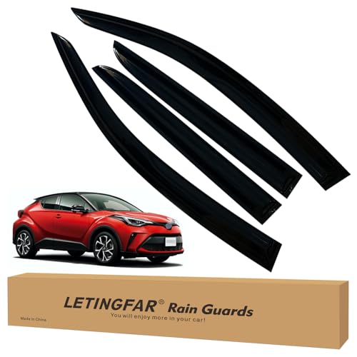LETINGFAR Window Visors Rain Guards for Toyota CHR 2017 2018 2019 2020 2021 2022 Accessories Wind Deflectors Vent Shades for Toyota CHR