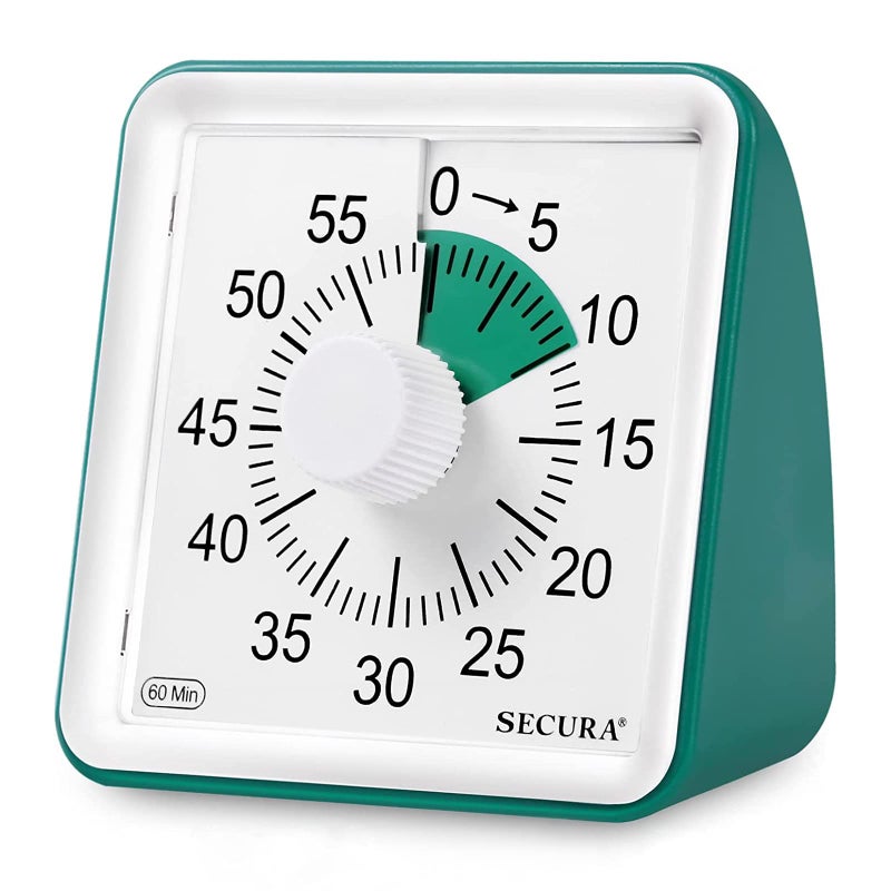 Secura 60-Minute Visual Timer, Classroom Timer, Countdown Timer for Kids and Adults, Time Management Tool for Teaching (Dark Green & Dark Green) - Image 1