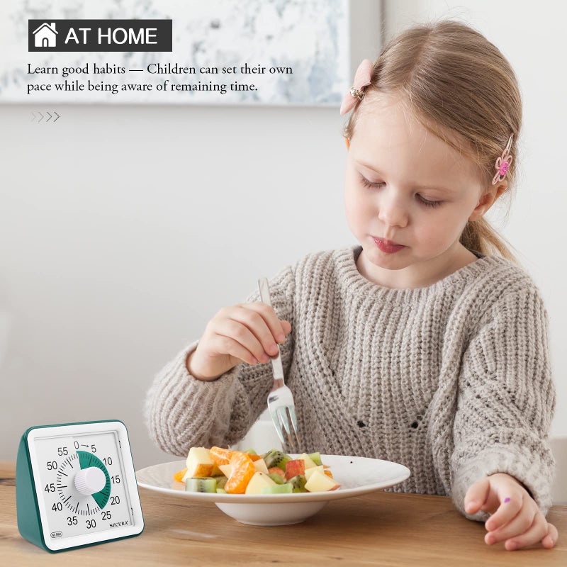 Secura 60-Minute Visual Timer, Classroom Timer, Countdown Timer for Kids and Adults, Time Management Tool for Teaching (Dark Green & Dark Green) - Image 5