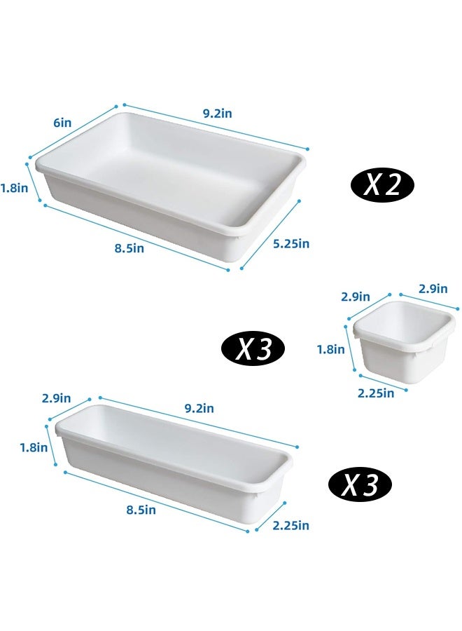 8 Pcs White Drawer Organizers Trays Set Drawer Dividers for Kitchen Office Bathroom, for Desk Drawer, Tool Box or Garage Organization - Image 2