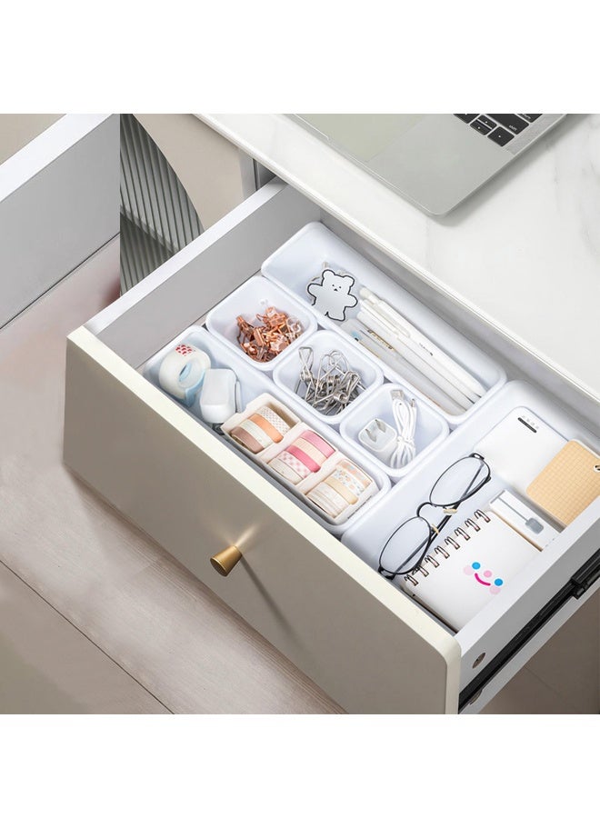 8 Pcs White Drawer Organizers Trays Set Drawer Dividers for Kitchen Office Bathroom, for Desk Drawer, Tool Box or Garage Organization - Image 5