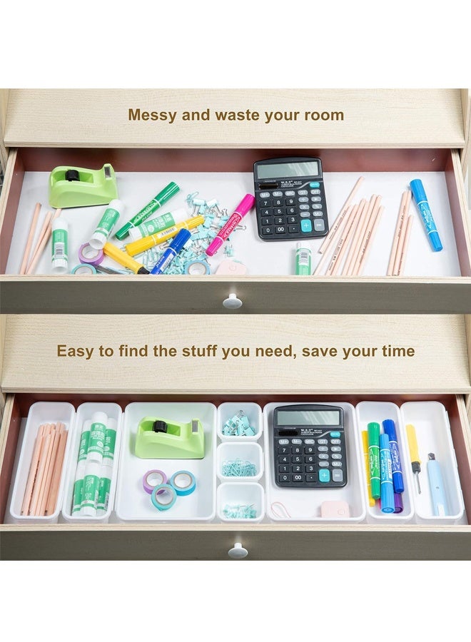 8 Pcs White Drawer Organizers Trays Set Drawer Dividers for Kitchen Office Bathroom, for Desk Drawer, Tool Box or Garage Organization - Image 3
