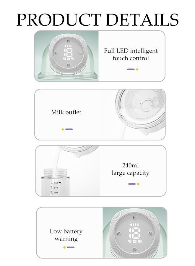 Hands-Free Wearable Electric Breast Pump with LCD Display,9 Levels and 3 Modes Rechargeable with Massage Mode,Low Noise Painless - Image 4