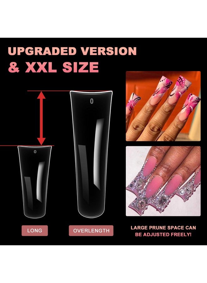 ranrose Duck Nail Tips 120Pcs Extra Long Duck Feet Style Nail Tips Clear Press On Nail Tips For Acrylic Nails Professional 12 Sizes Xxl Full Cover False Nail For Y2K Nail Salon - Image 2