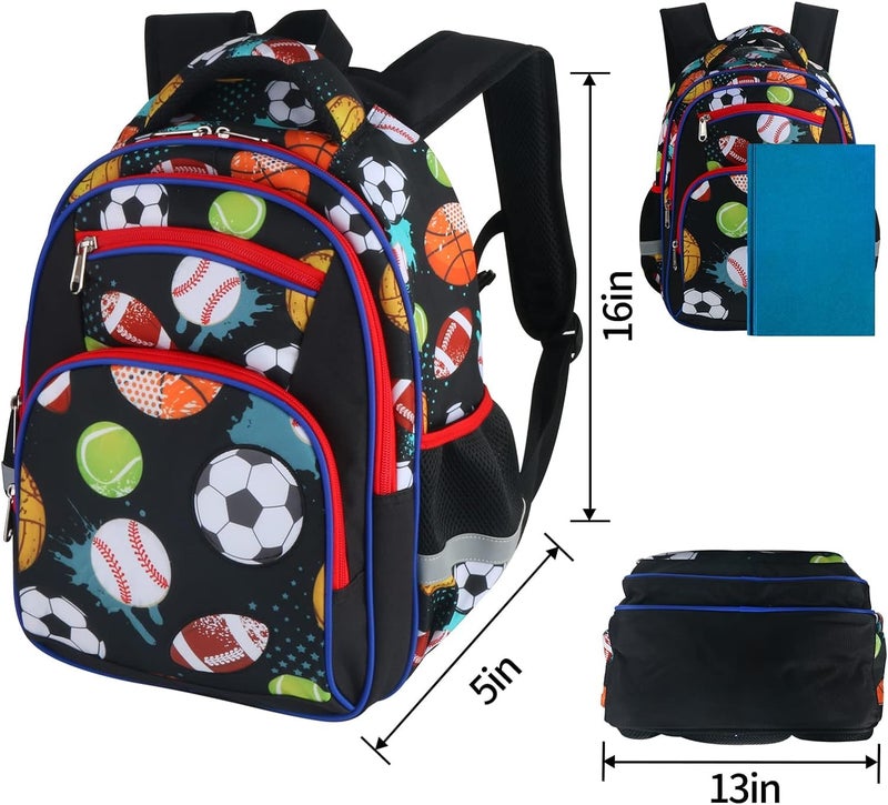Frantic Waterproof Polyester 26 L School Backpack With Pencil/Staionery Pouch Bag Class 1 to 8 Daypack Picnic Bag For Boys & Girls(RR_4Zipper_Black_Ball_24_B) - Image 3