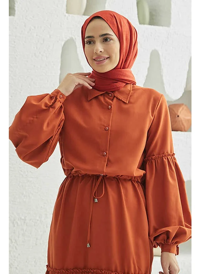 Neways 6567-CARLA Pleated Dress Cinnamon