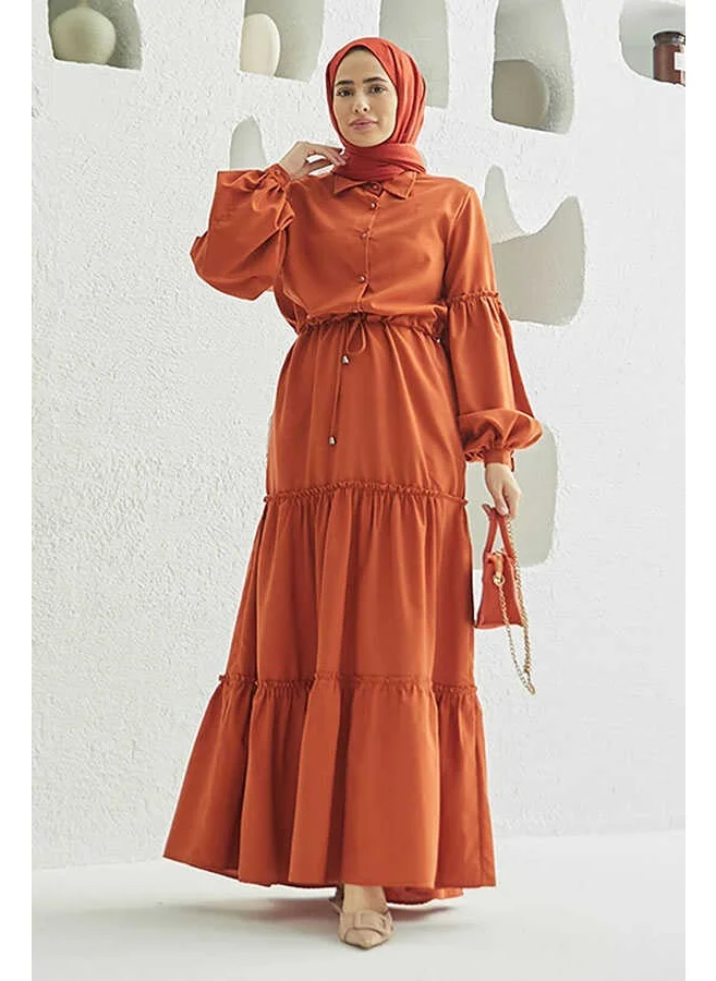 Neways 6567-CARLA Pleated Dress Cinnamon