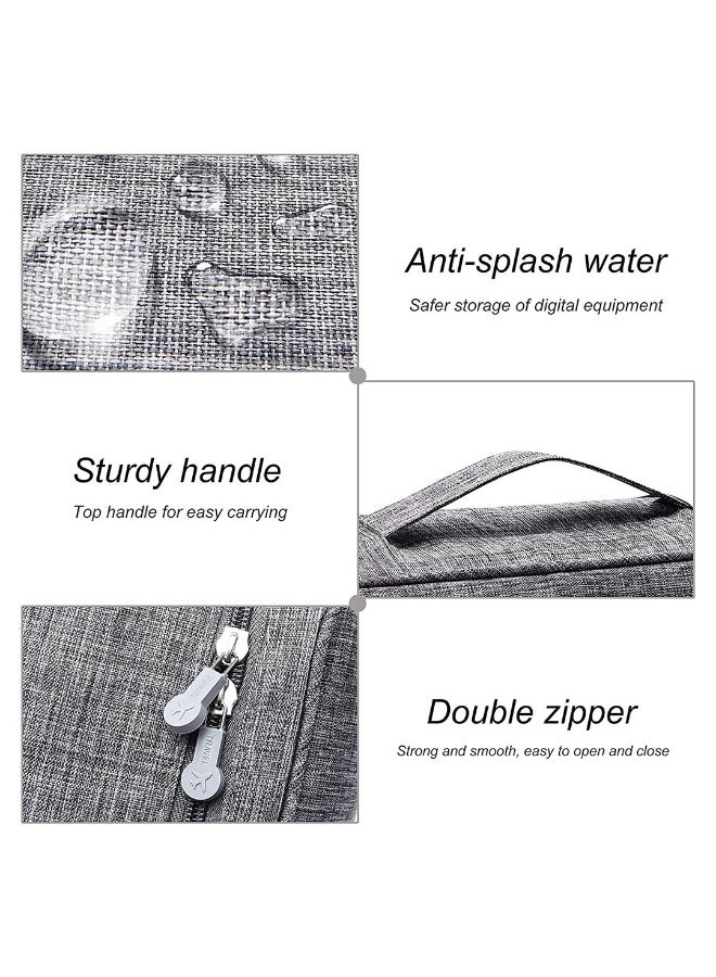 Double Layer Electronics Cable Organiser Bag, Travel Cord Storage Case, Grey  - Image 4