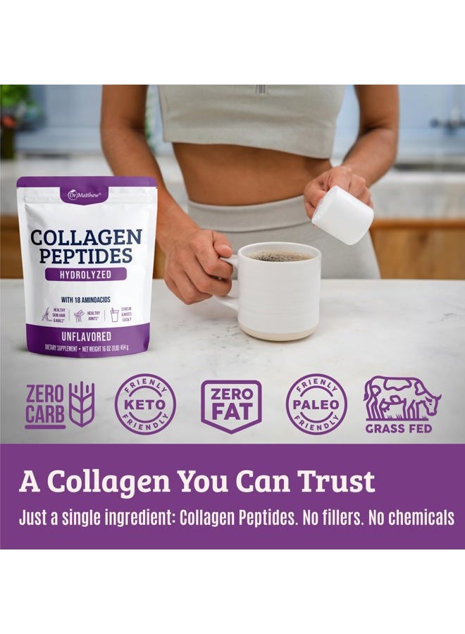 Dr. Matthew Collagen Protein Powder. Grass Fed Collagen Powder for Women & Men. Hydrolyzed Collagen Peptides Powder Unflavored. Quick Dissolve Collagen Peptides. Collagen for Joints, Hair Growth. - Image 2