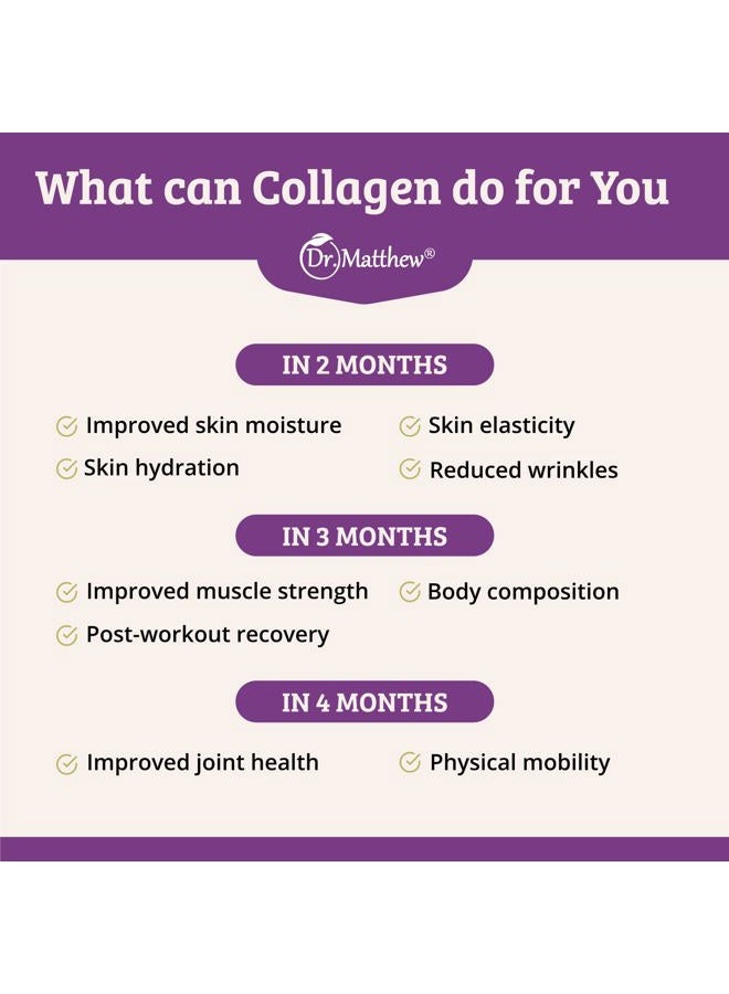 Dr. Matthew Collagen Protein Powder. Grass Fed Collagen Powder for Women & Men. Hydrolyzed Collagen Peptides Powder Unflavored. Quick Dissolve Collagen Peptides. Collagen for Joints, Hair Growth. - Image 4