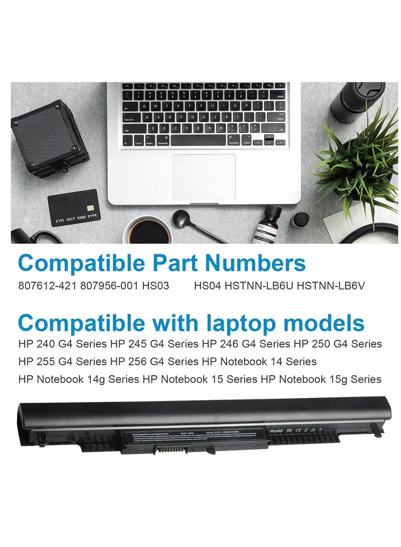 HP Laptop Battery HS03 HS04 for 240 G4 245 246 250 255 256 Notebook Series 14 14g 15 807612-421 807956-001 H. STNN N -LB6U HSTNN-LB6V Warranty and Support, 14.8V  - Image 2