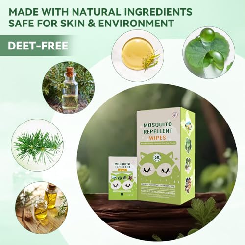 FLODTEEK 60 PCS Mosquito Repellent Wipes Individually Wrapped Insect Repellent Wipes Made of Natural PlantBased Essential Oils Safe Effective Insect Protection Perfect for Outdoor Activities LongLasting - Image 5