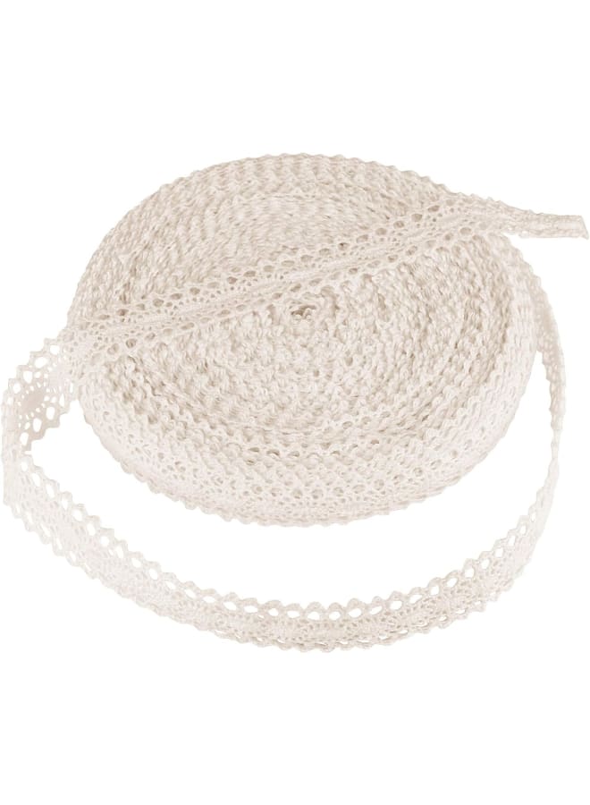 20 Meters Lace Ribbon, Cotton Crochet Lace Edging Trim Ribbon for Sewing Craft Wedding Bridal Dress Clothes Party Decoration DIY, Creamy-White  - Image 1