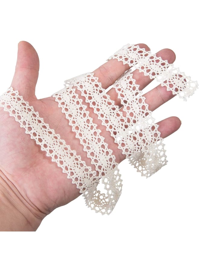 20 Meters Lace Ribbon, Cotton Crochet Lace Edging Trim Ribbon for Sewing Craft Wedding Bridal Dress Clothes Party Decoration DIY, Creamy-White  - Image 3