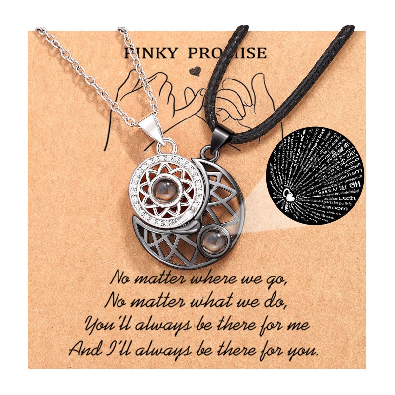 UPROMI Couple Gifts, Matching Necklace for Couples Stuff Cute Promise I Love You Sweetest Valentines Christmas Birthday Gifts for Him Her Boyfriend Girlfriend Women Men BF - Image 1
