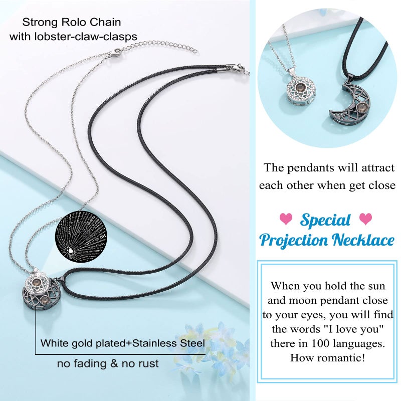 UPROMI Couple Gifts, Matching Necklace for Couples Stuff Cute Promise I Love You Sweetest Valentines Christmas Birthday Gifts for Him Her Boyfriend Girlfriend Women Men BF - Image 4