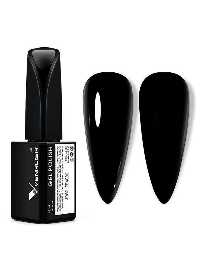 V VENALISA - VENALISA 15ml Gel Nail Polish, Black Color Soak Off UV LED Nail Gel Polish Nail Art Starter Manicure Salon DIY at Home, 0.53 OZ - Image 1