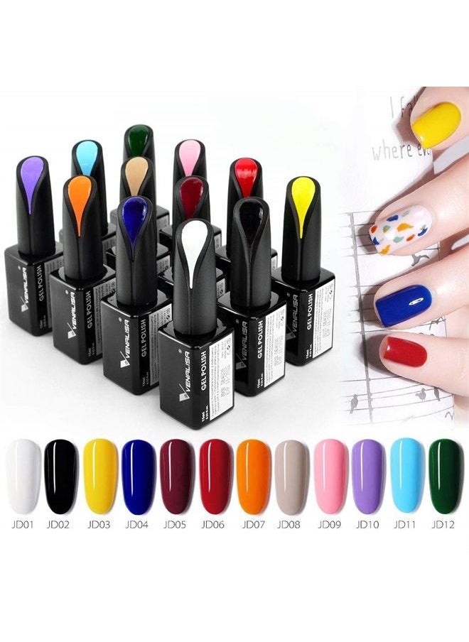 V VENALISA - VENALISA 15ml Gel Nail Polish, Black Color Soak Off UV LED Nail Gel Polish Nail Art Starter Manicure Salon DIY at Home, 0.53 OZ - Image 1