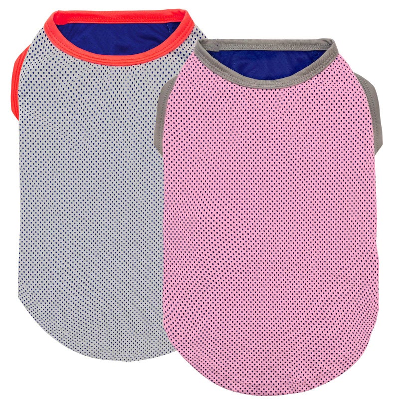 KYEESE 2Pack Dog Cooling Shirt Breathable Dog Shirt for Small Dogs Sun Protection Dogs Cooling Vest Tank Top Lightweight Soft Sleeveless Summer Pet Clothes PinkGrey M - Image 2