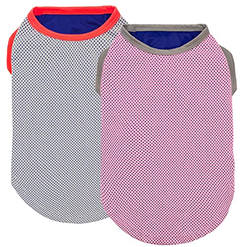 KYEESE 2Pack Dog Cooling Shirt Breathable Dog Shirt for Small Dogs Sun Protection Dogs Cooling Vest Tank Top Lightweight Soft Sleeveless Summer Pet Clothes PinkGrey M - Image 1