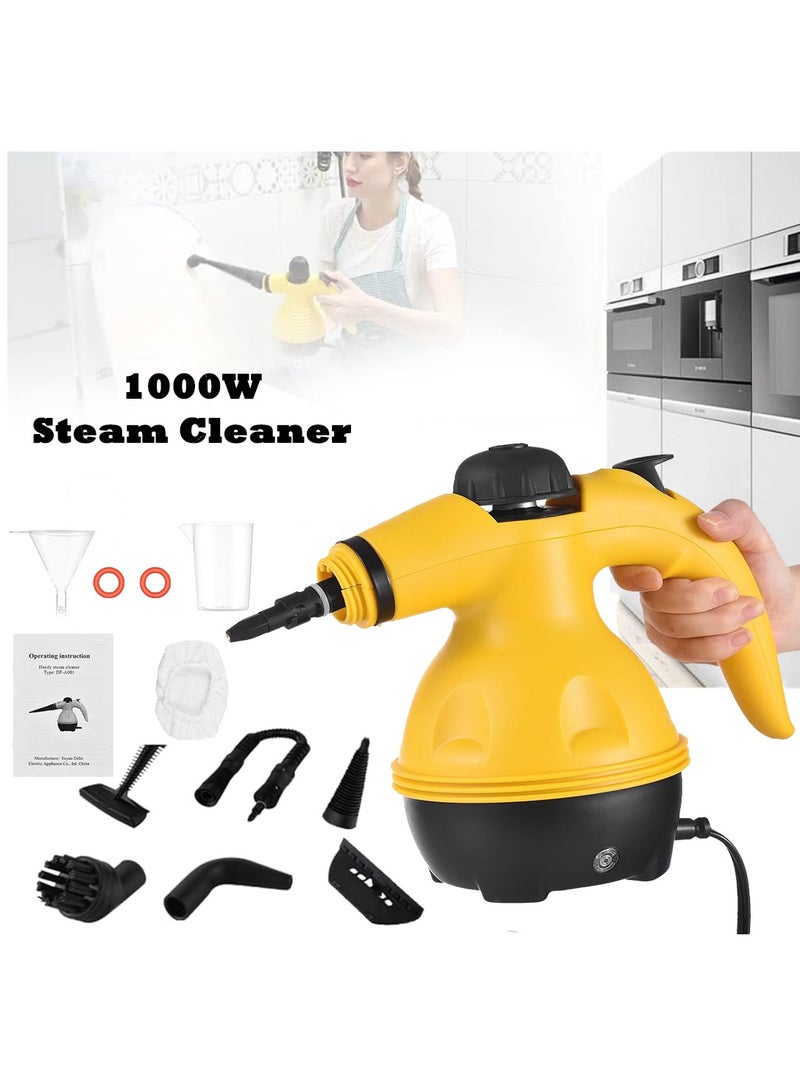 1000W Portable Handheld Steam Cleaner – Multifunctional High-Temperature Steamer with 9 Accessories for Kitchen, Sofa, Bathroom, Windows  More  - Image 1