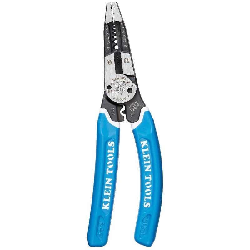 Klein Tools أداة تقطيع / تجريد / ضغط الأسلاك من كلاين تولز K12065CR، مصنوعة في الولايات المتحدة، للتقطيع، التجريد، الضغط، والتواء (8-18 AWG صلب، 10-20 AWG معزول) - Image 1