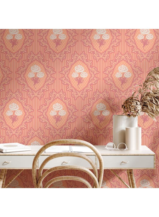 Bluejw Hot Pink Rose Geometric Simple Plaid Self-adhesive Wallpaper Removable Children's Room Wallpaper Bedroom Entrance Decoration - Image 3