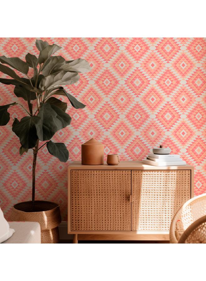 Bluejw Hot Pink Rose Geometric Simple Plaid Self-adhesive Wallpaper Removable Children's Room Wallpaper Bedroom Entrance Decoration - Image 4