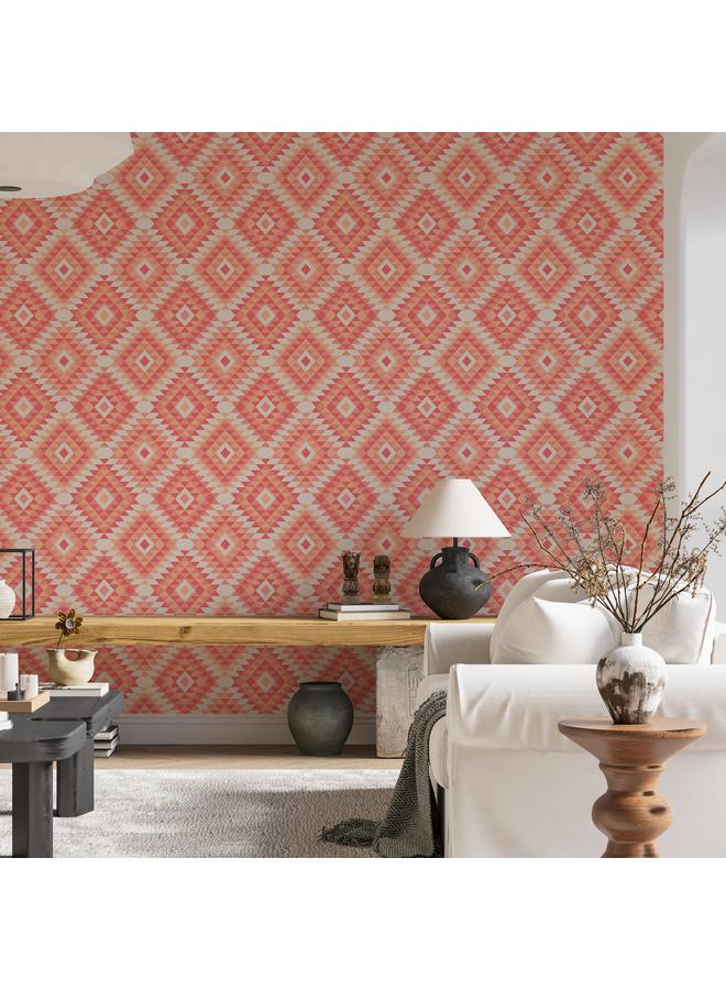 Bluejw Hot Pink Rose Geometric Simple Plaid Self-adhesive Wallpaper Removable Children's Room Wallpaper Bedroom Entrance Decoration - Image 5