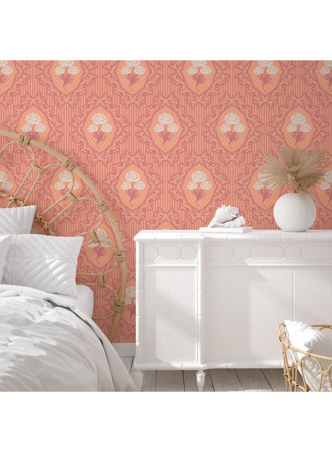 Bluejw Hot Pink Rose Geometric Simple Plaid Self-adhesive Wallpaper Removable Children's Room Wallpaper Bedroom Entrance Decoration - Image 2