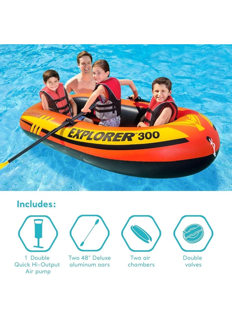 INTEX Rowing Riding Boat Set - Rowing Inflatable Boat Set - Pool and Sea Riding Boat Explorer 300 - 211X117X41 Cm.  - Image 4