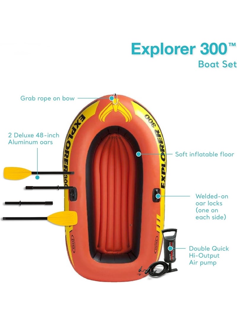 INTEX Rowing Riding Boat Set - Rowing Inflatable Boat Set - Pool and Sea Riding Boat Explorer 300 - 211X117X41 Cm.  - Image 5