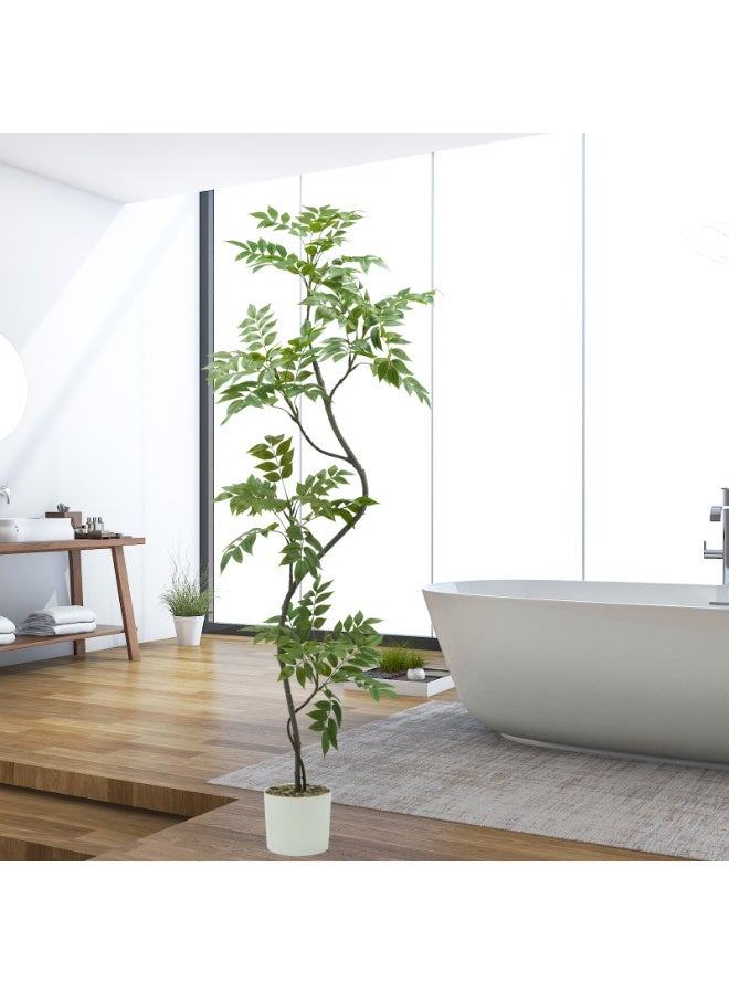 MirageBotanics 150cm Artificial SumacTree with Faux Nature Wood Trunk and Branches, Plastic Fake Leaves Tree for Decorating Living Room, Modern Office, Home, Indoor Outdoor Decor, Perfect Housewarming Gift for Family or Friend - Image 2