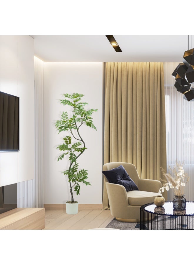 MirageBotanics 150cm Artificial SumacTree with Faux Nature Wood Trunk and Branches, Plastic Fake Leaves Tree for Decorating Living Room, Modern Office, Home, Indoor Outdoor Decor, Perfect Housewarming Gift for Family or Friend - Image 4