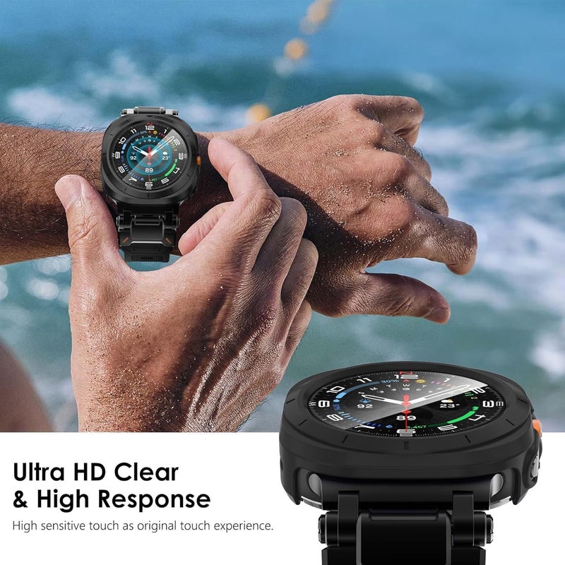 OpenTech Hard Silicone Protection Case Cover with Attached Screen Protector Compatible for Samsung Galaxy Smart Watch Ultra (47 mm) Full Coverage (Black) - Image 5